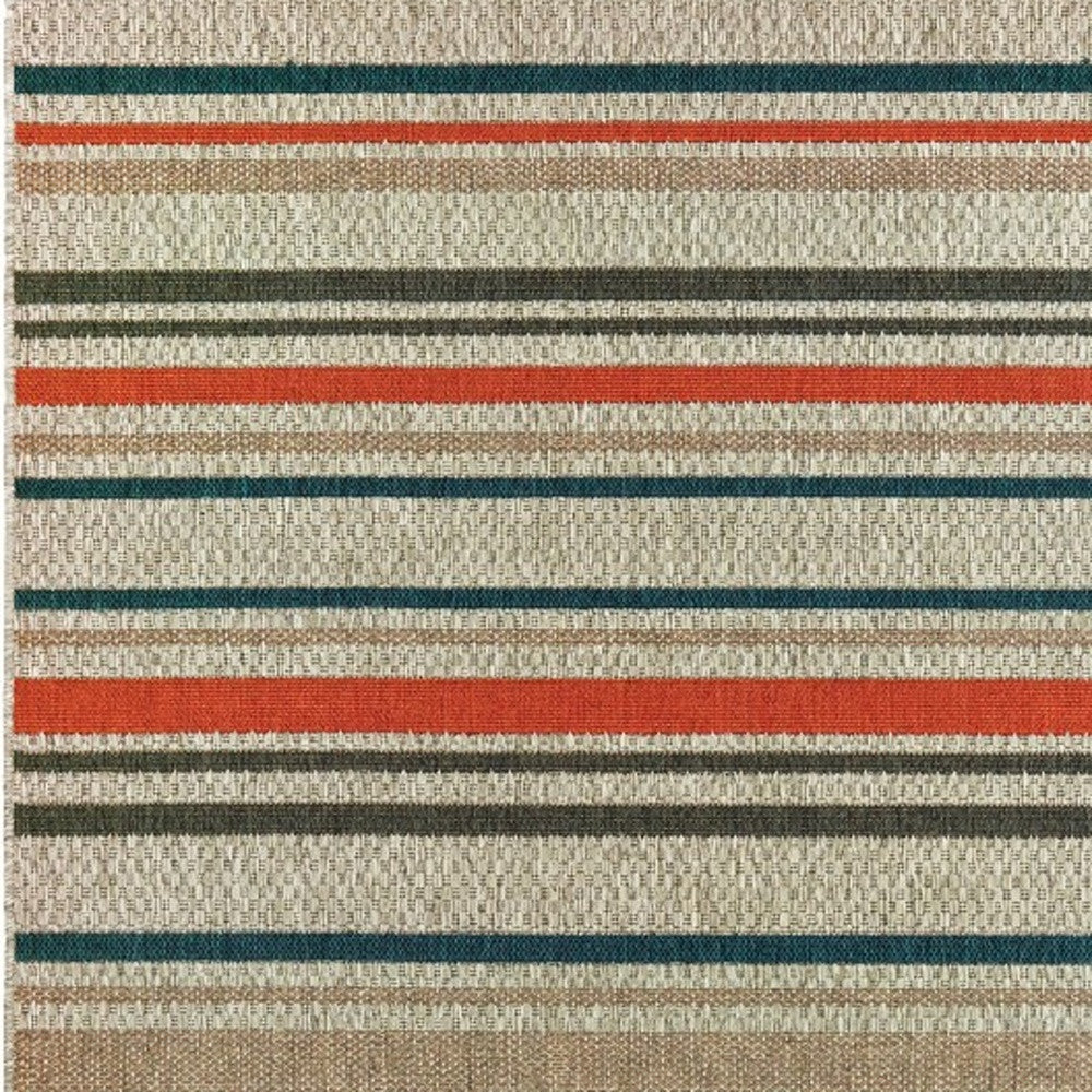 3' X 5' Blue and Gray Striped Indoor Outdoor Area Rug