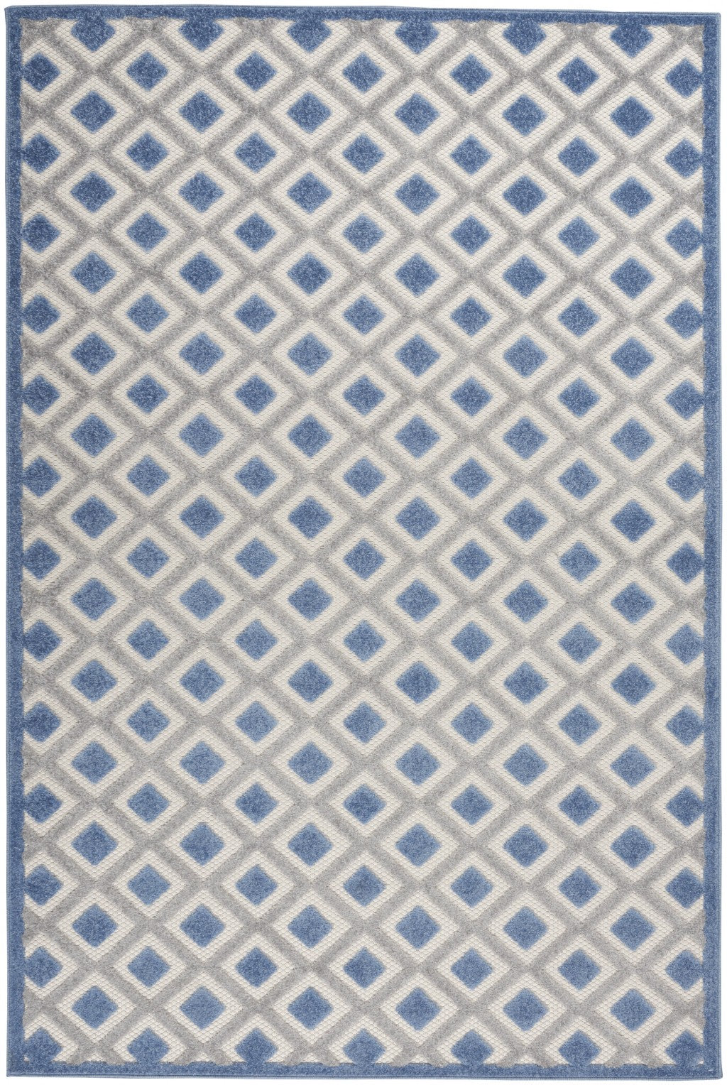 5' X 8' Blue And Gray Geometric Indoor Outdoor Area Rug