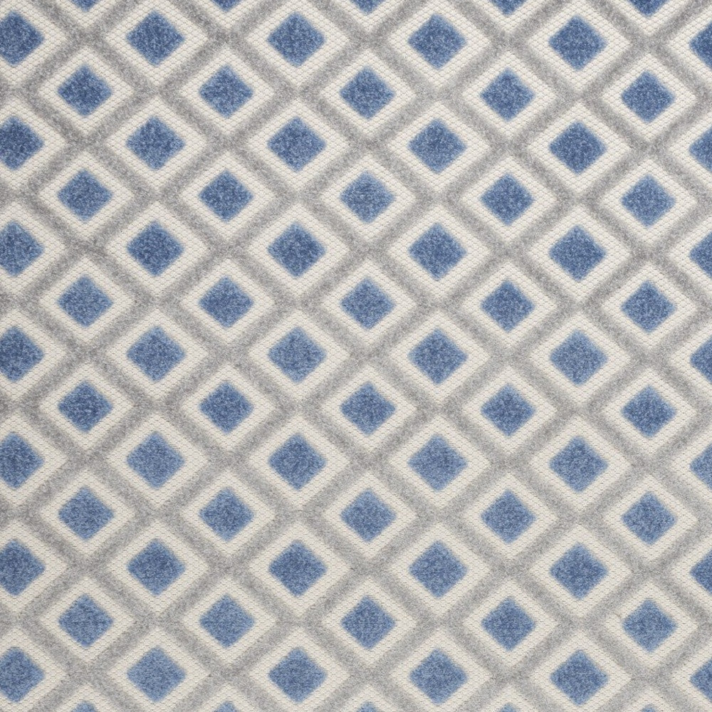 5' X 8' Blue And Gray Geometric Indoor Outdoor Area Rug