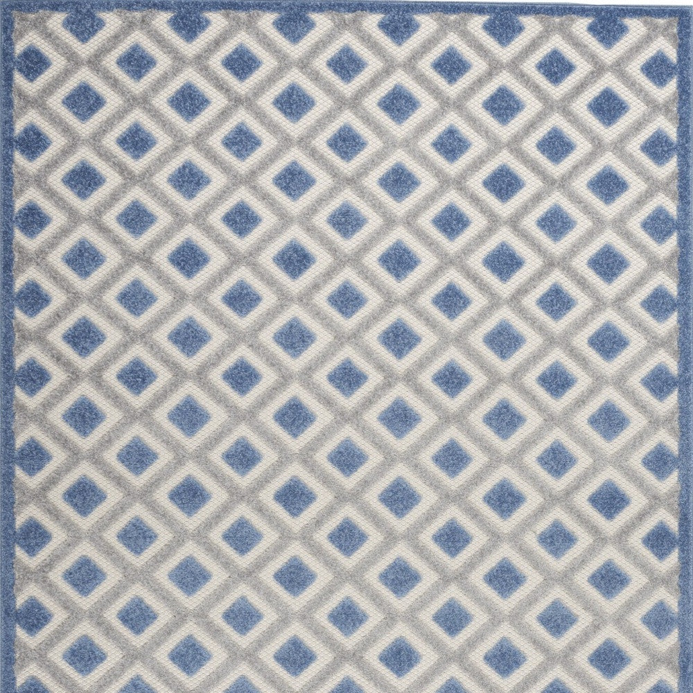 5' X 8' Blue And Gray Geometric Indoor Outdoor Area Rug