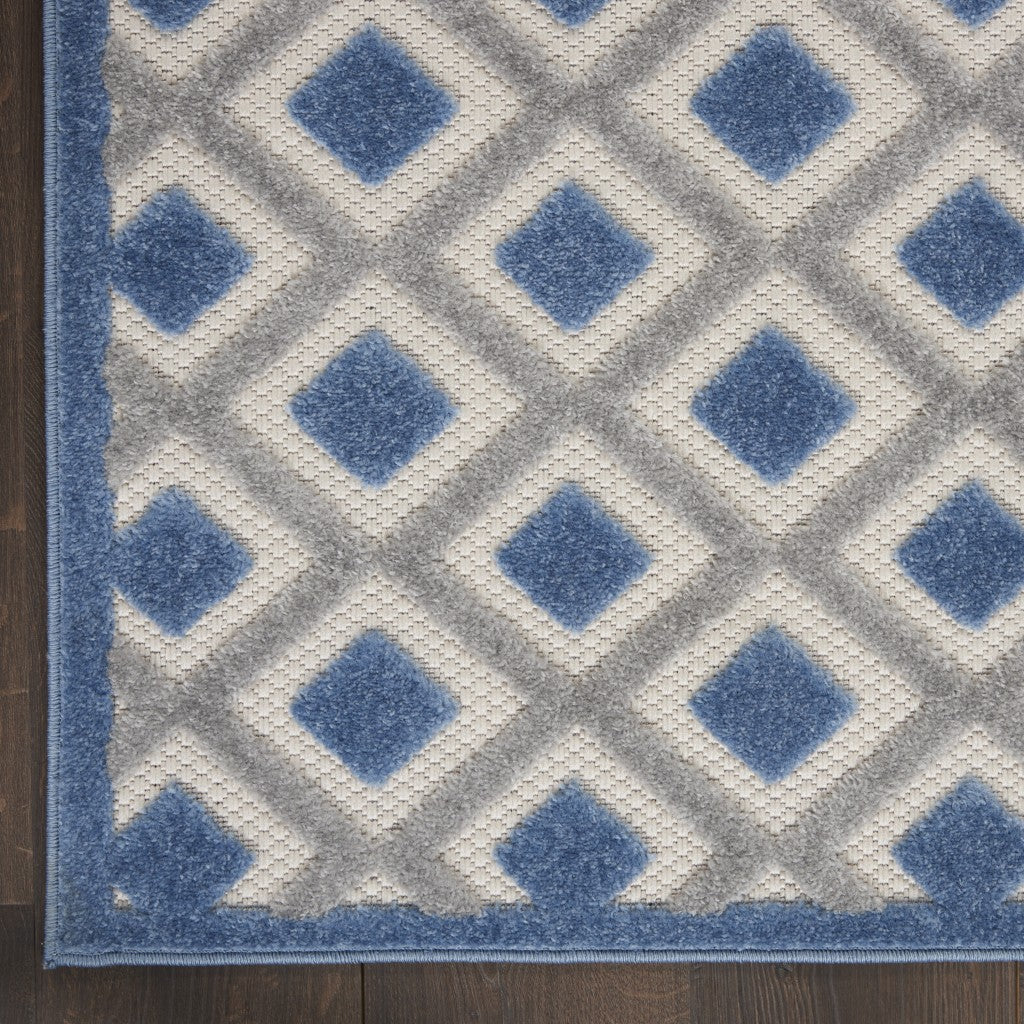 5' X 8' Blue And Gray Geometric Indoor Outdoor Area Rug