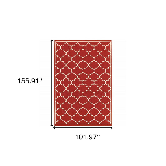 Red and Ivory Indoor Outdoor Area Rug