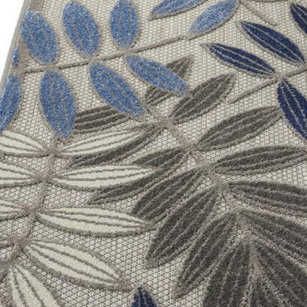 3' X 4' Blue And Gray Floral Indoor Outdoor Area Rug