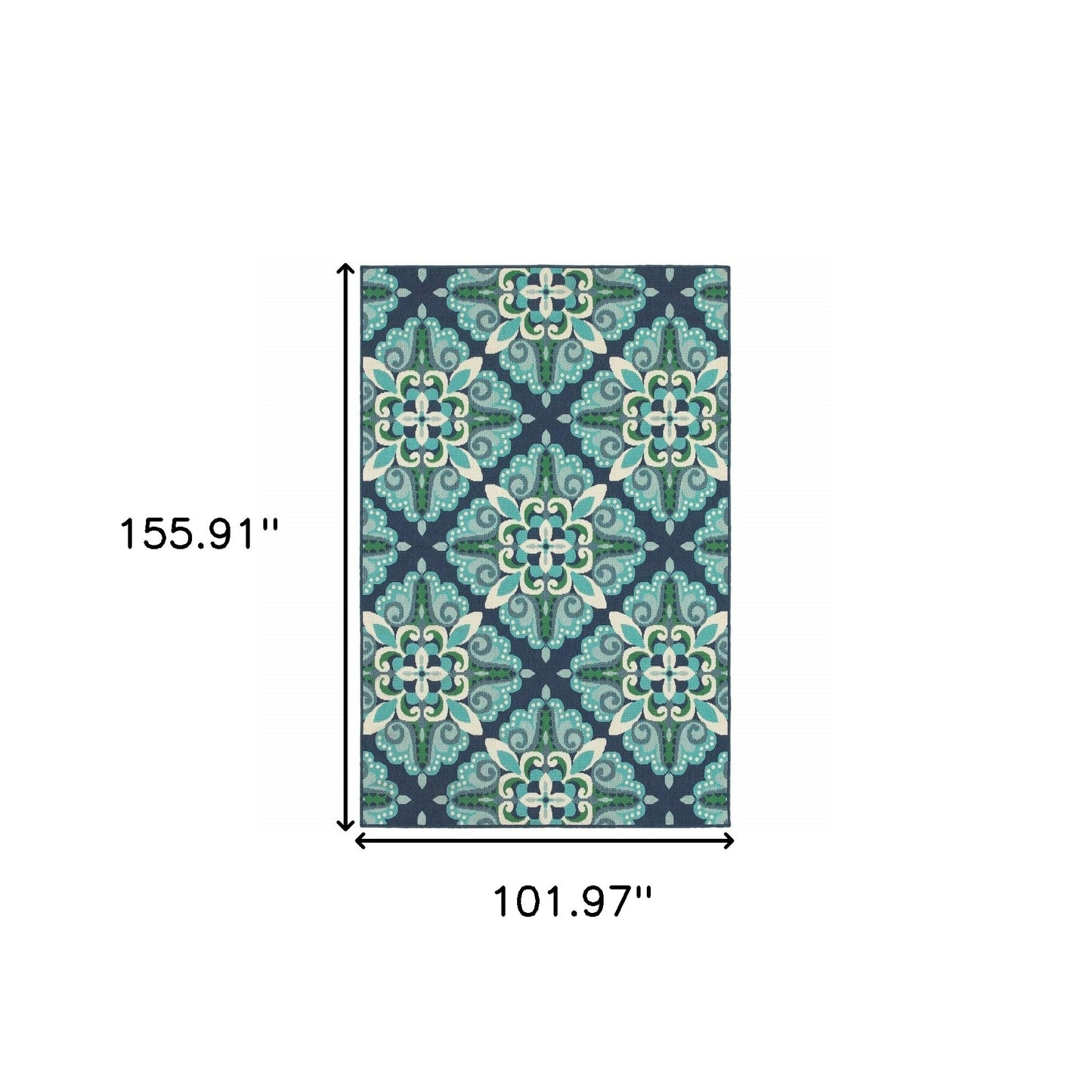 Blue and Green Indoor Outdoor Area Rug