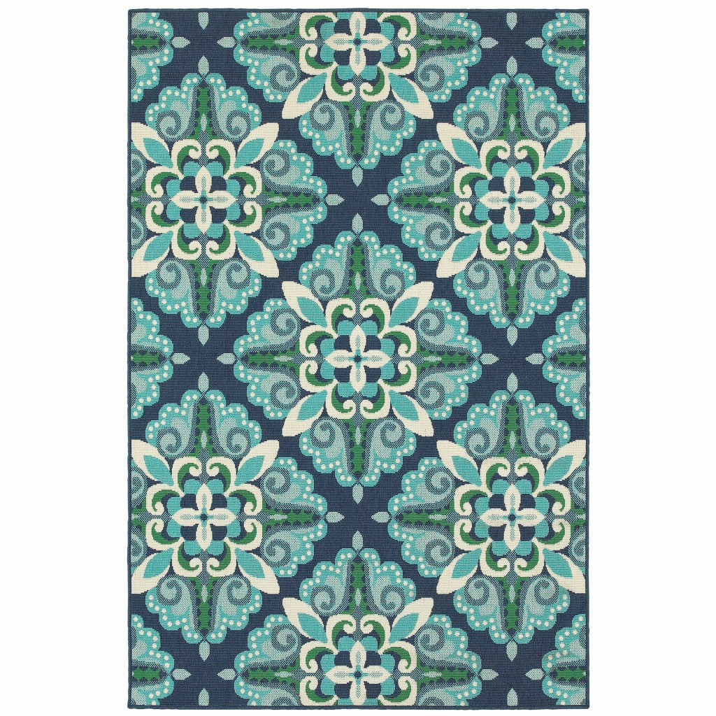 Blue and Green Indoor Outdoor Area Rug