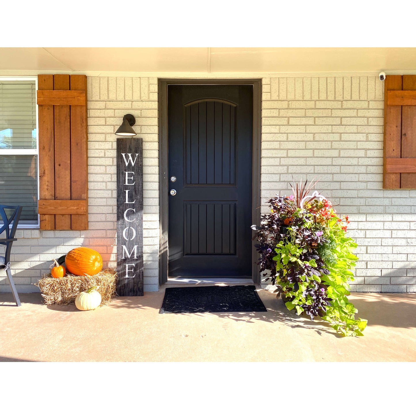 Rustic Black And White Front Porch Welcome Sign