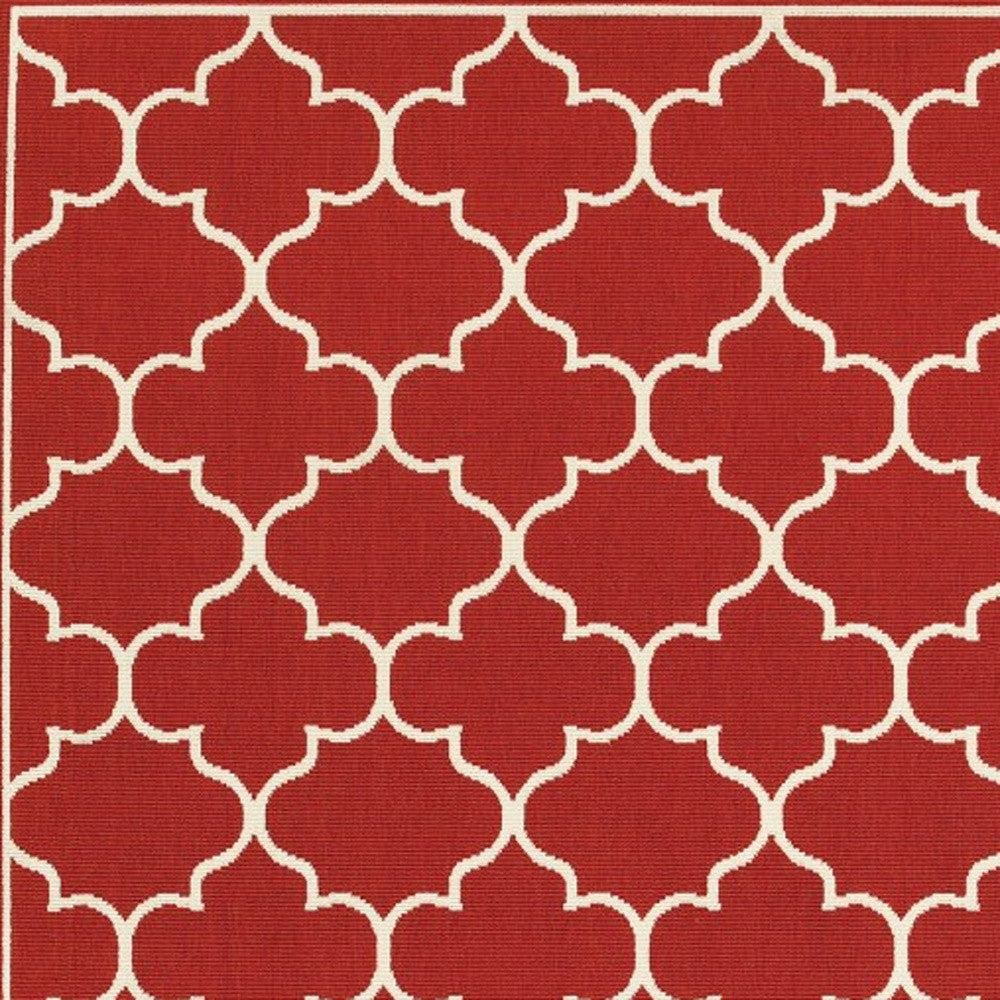 4' x 6' Red and Ivory Indoor Outdoor Area Rug