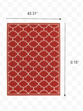 4' x 6' Red and Ivory Indoor Outdoor Area Rug