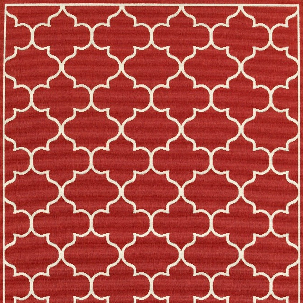 4' x 6' Red and Ivory Indoor Outdoor Area Rug