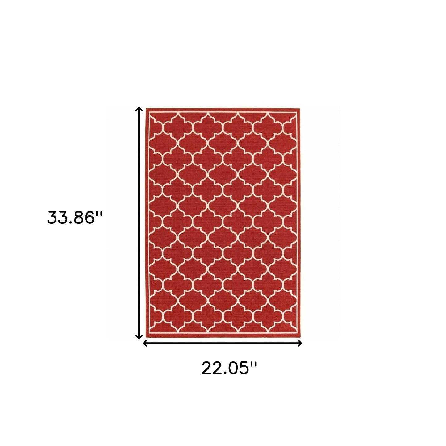 2' x 3' Red and Ivory Indoor Outdoor Area Rug