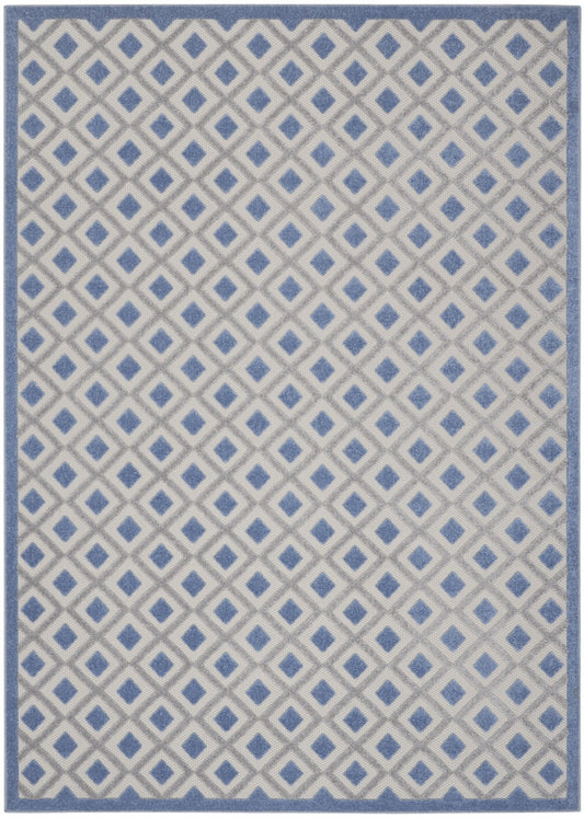 8' X 11' Blue And Gray Geometric Indoor Outdoor Area Rug