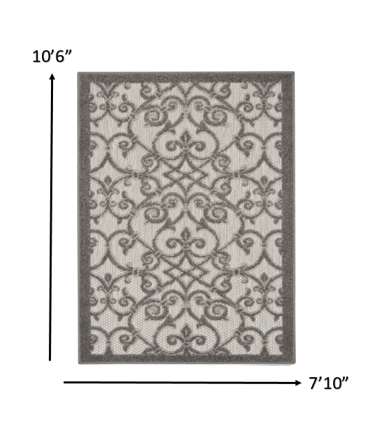 3' X 4' Gray Floral Indoor Outdoor Area Rug