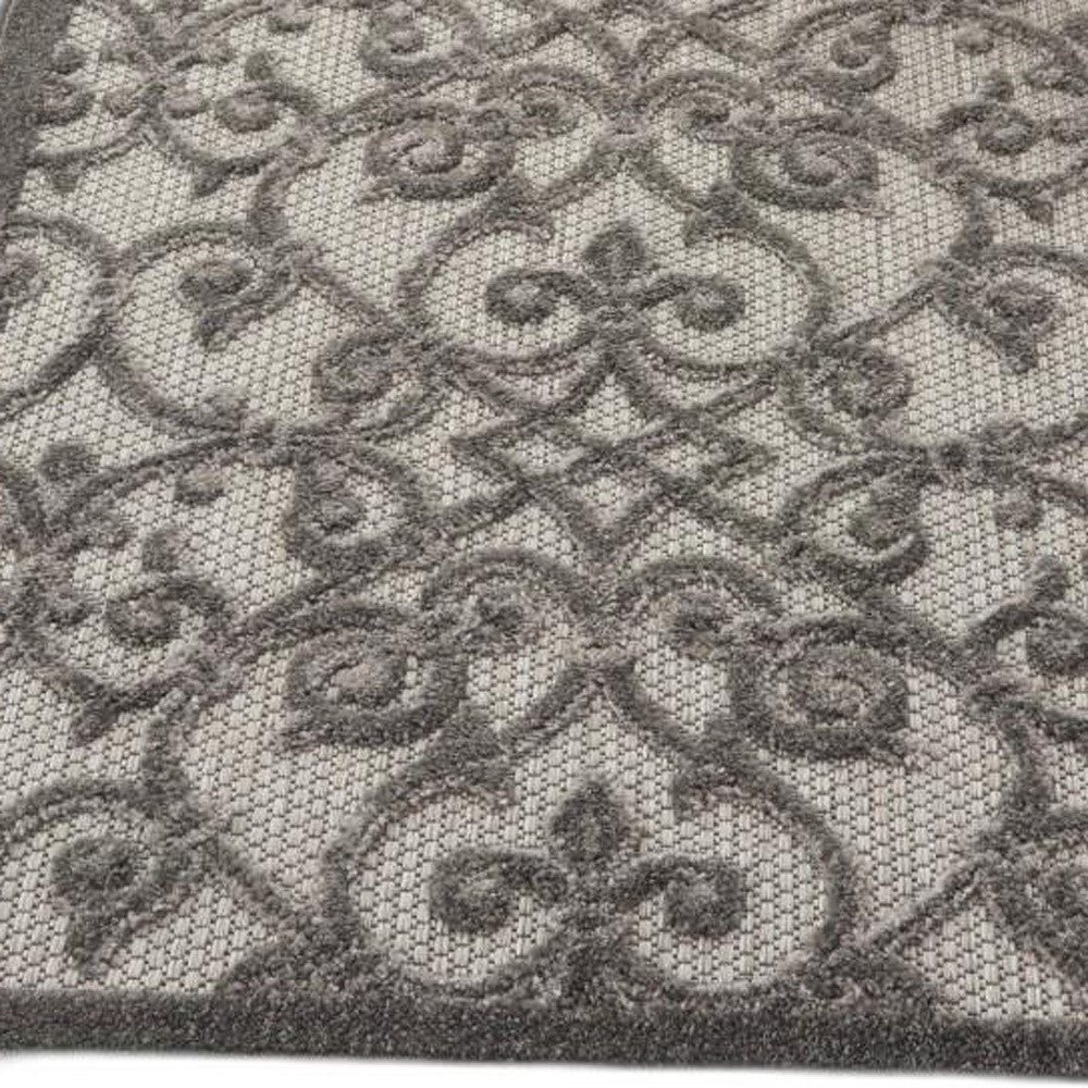 3' X 4' Gray Floral Indoor Outdoor Area Rug