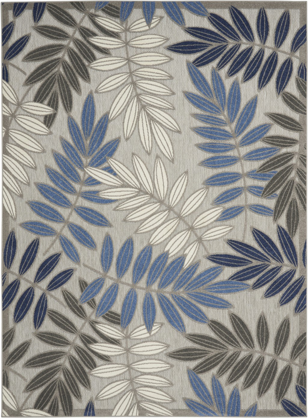 6' X 9' Grey/Blue Floral Indoor Outdoor Area Rug