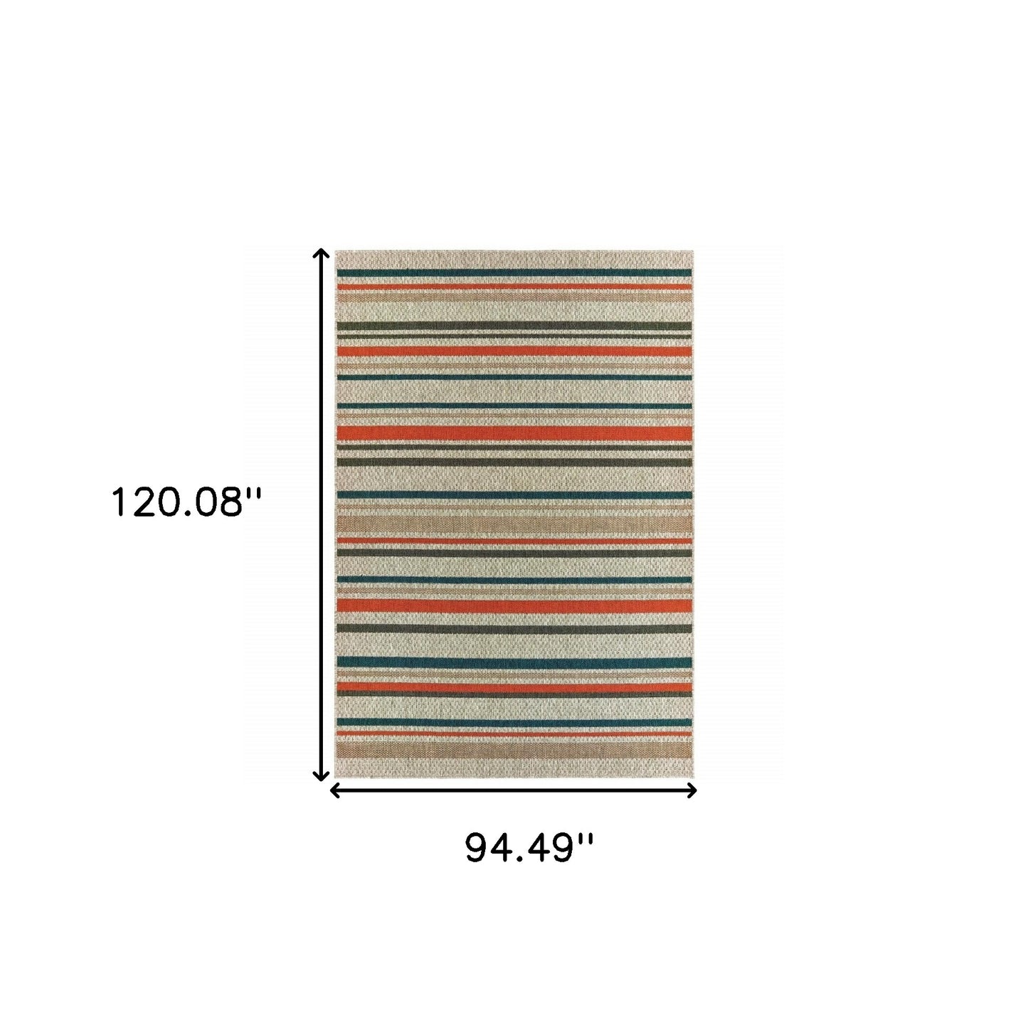 8' x 10' Blue and Gray Striped Indoor Outdoor Area Rug