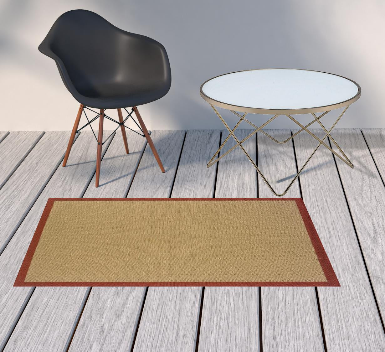 2' X 4' Brown Indoor Outdoor Area Rug