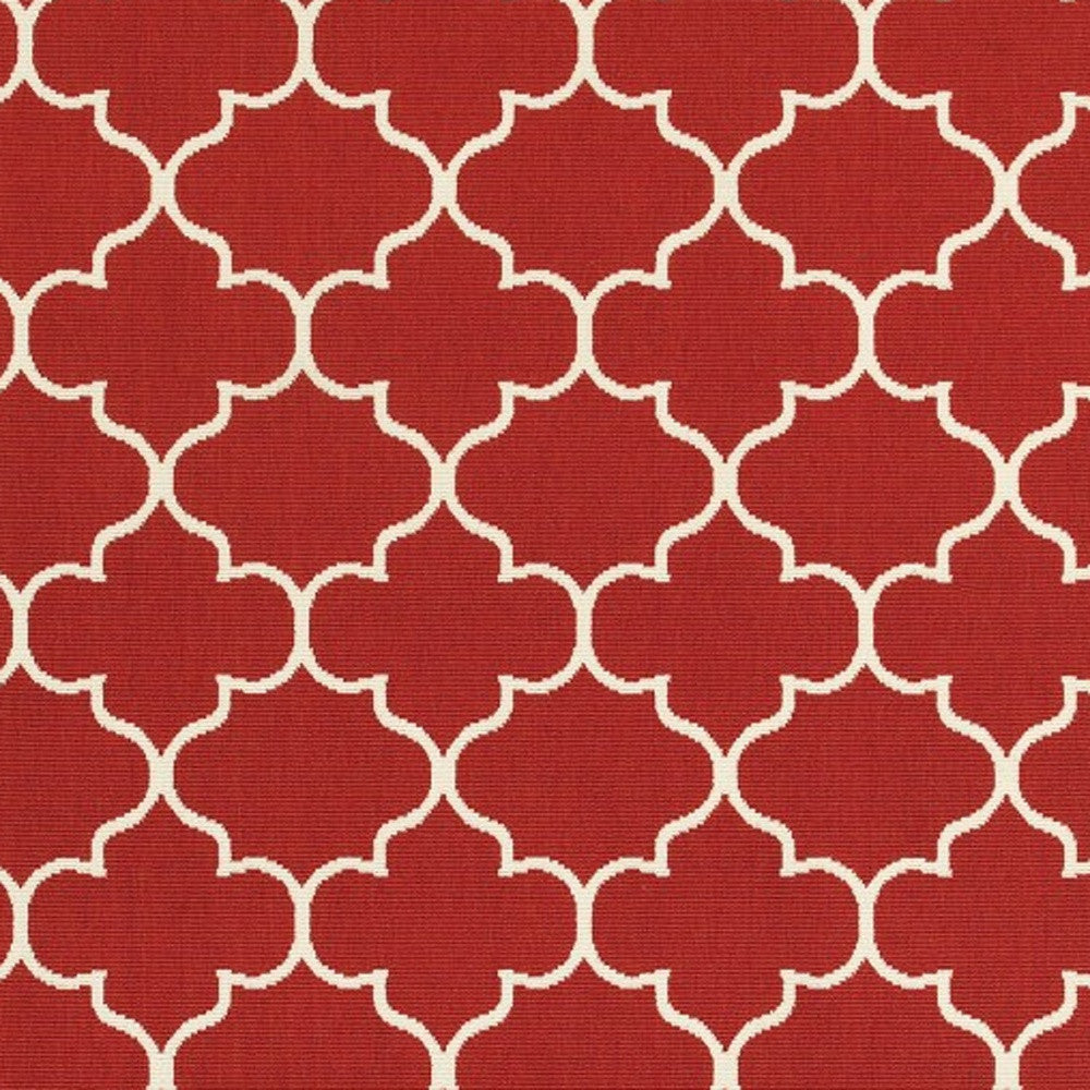 5' x 8' Red and Ivory Indoor Outdoor Area Rug