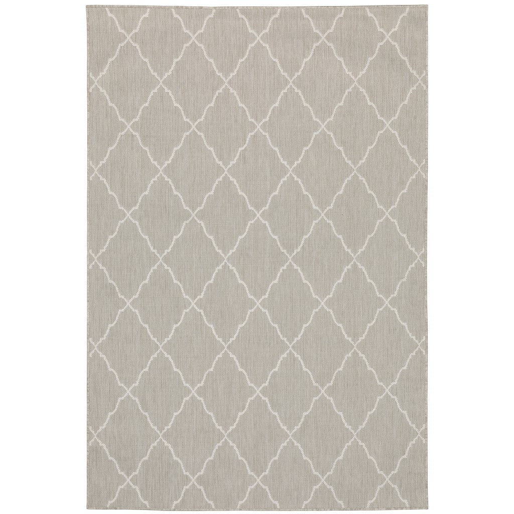 10' x 13' Gray and Ivory Indoor Outdoor Area Rug