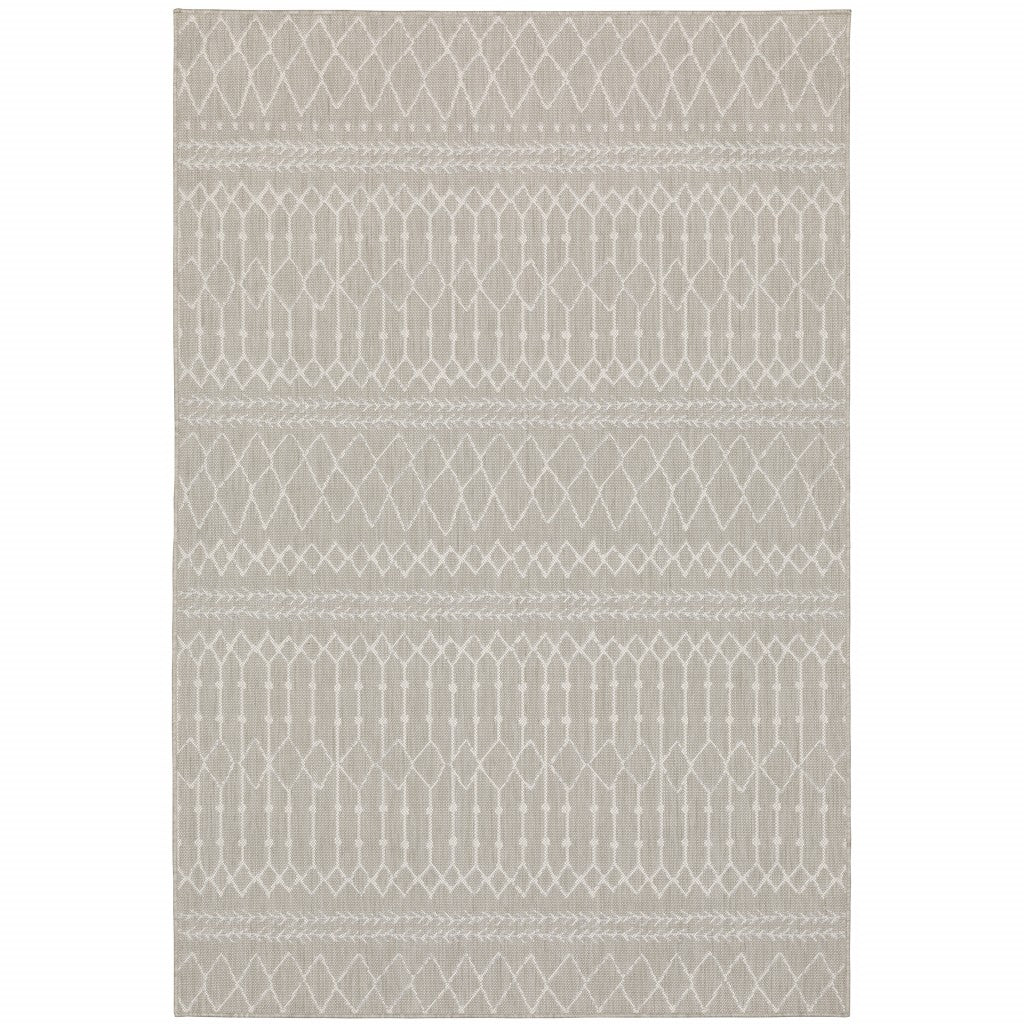 3' X 5' Gray and Ivory Indoor Outdoor Area Rug