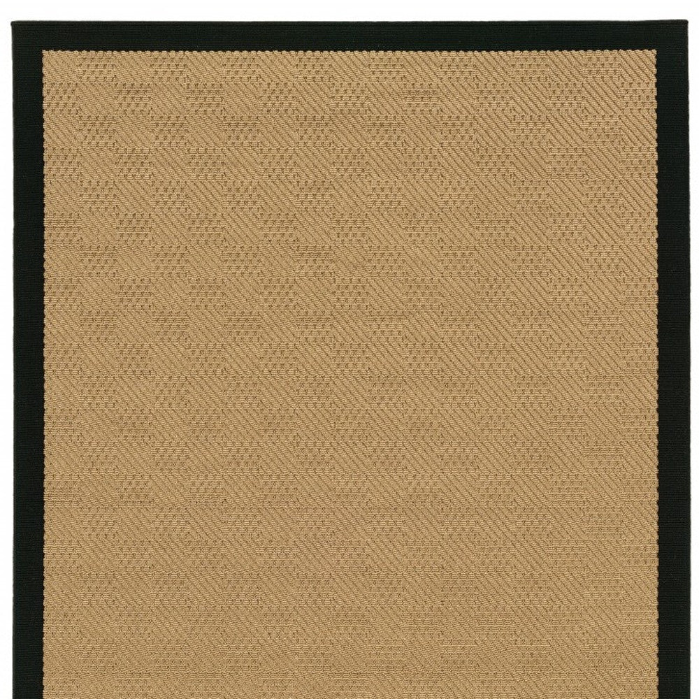 7' x 10' Beige and Black Indoor Outdoor Area Rug