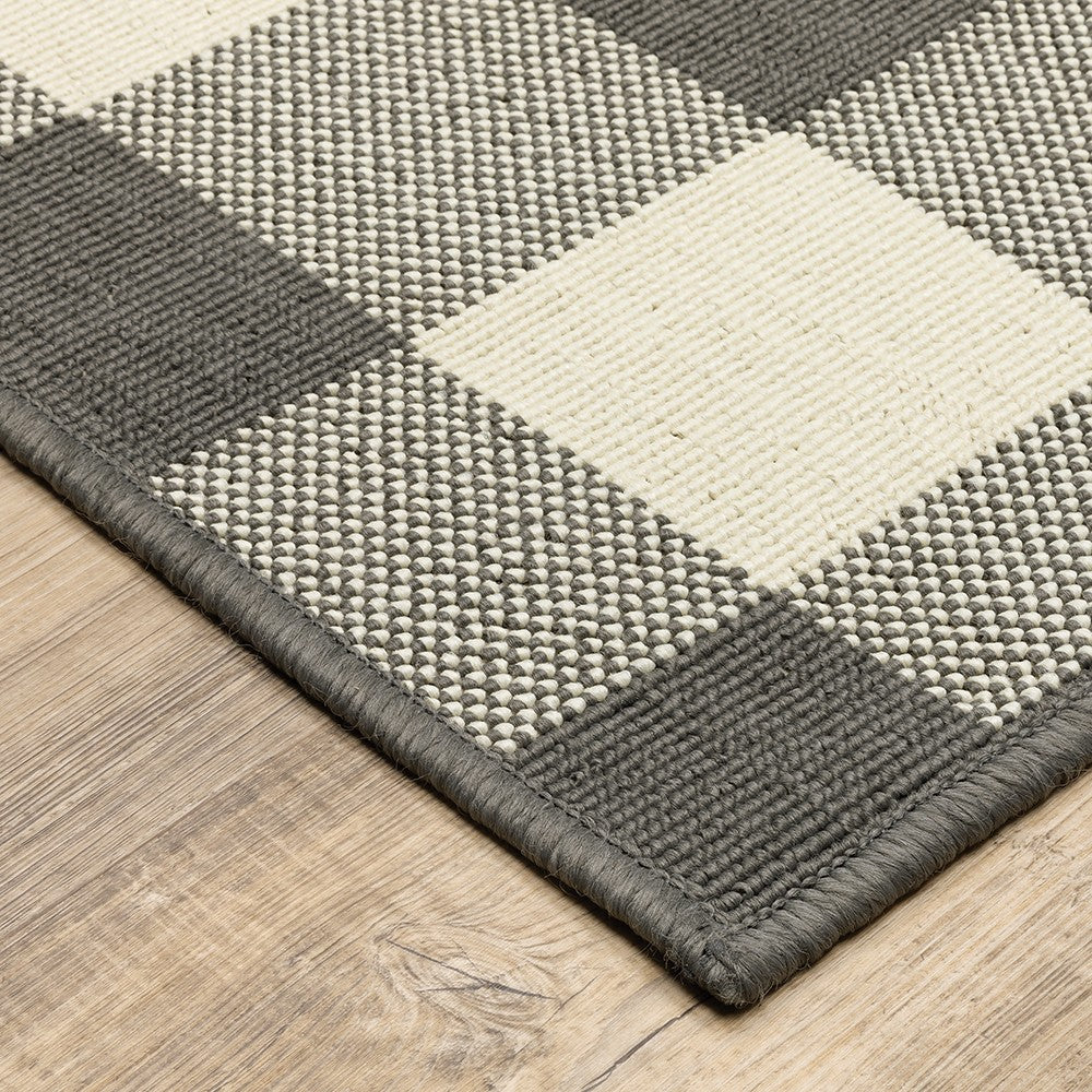 Gray and Ivory Indoor Outdoor Area Rug