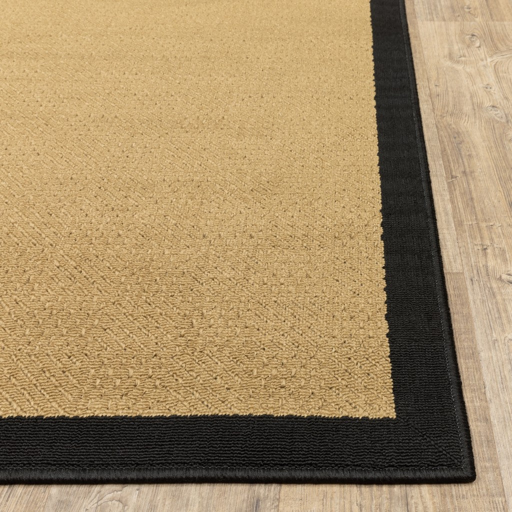 7' x 10' Beige and Black Indoor Outdoor Area Rug