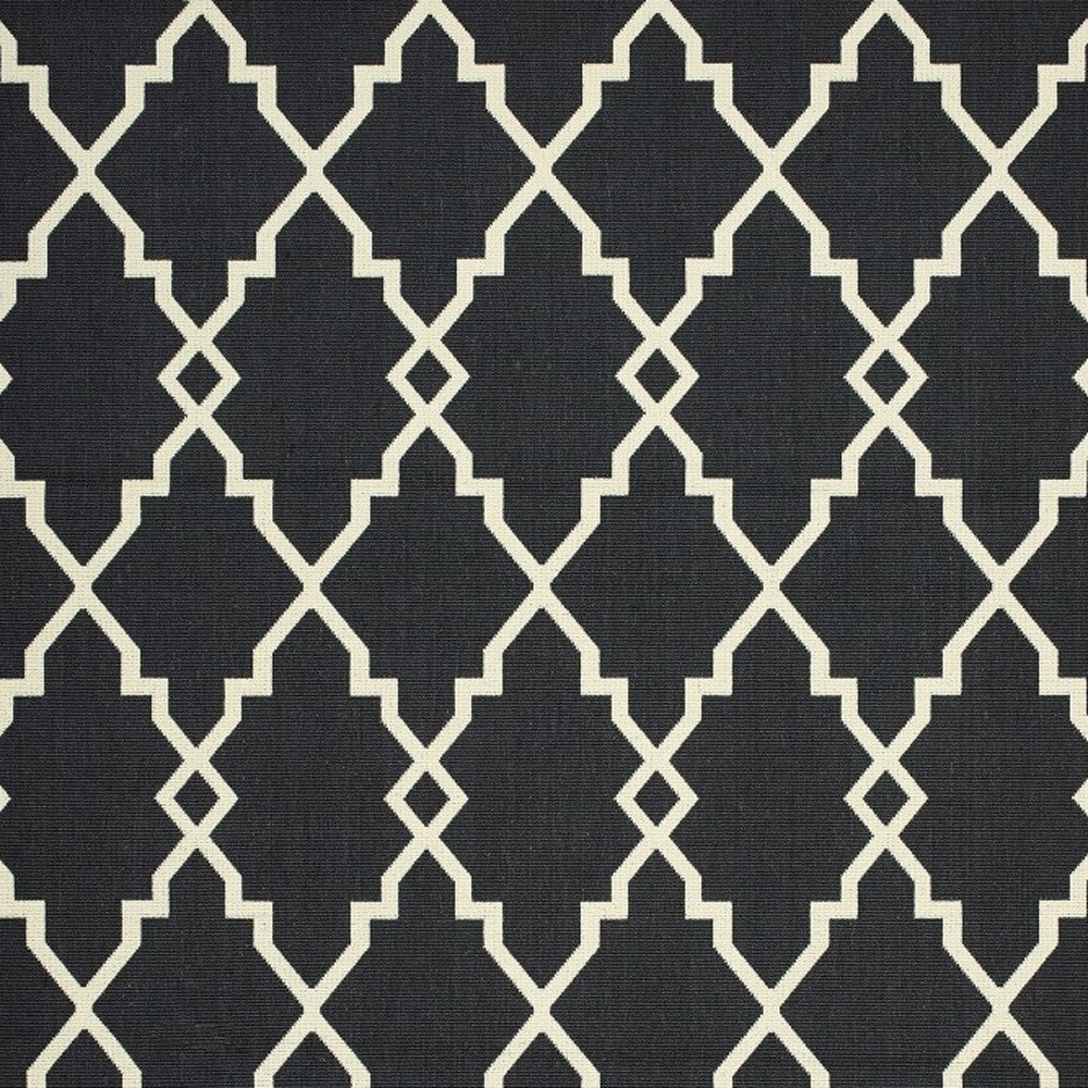 2' X 4' Black and Ivory Indoor Outdoor Area Rug