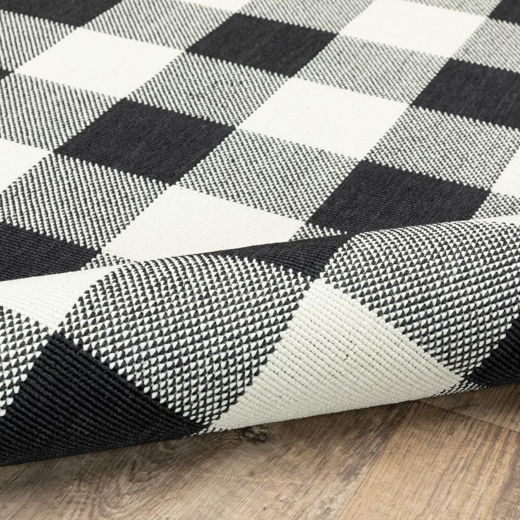 Black and Ivory Indoor Outdoor Area Rug