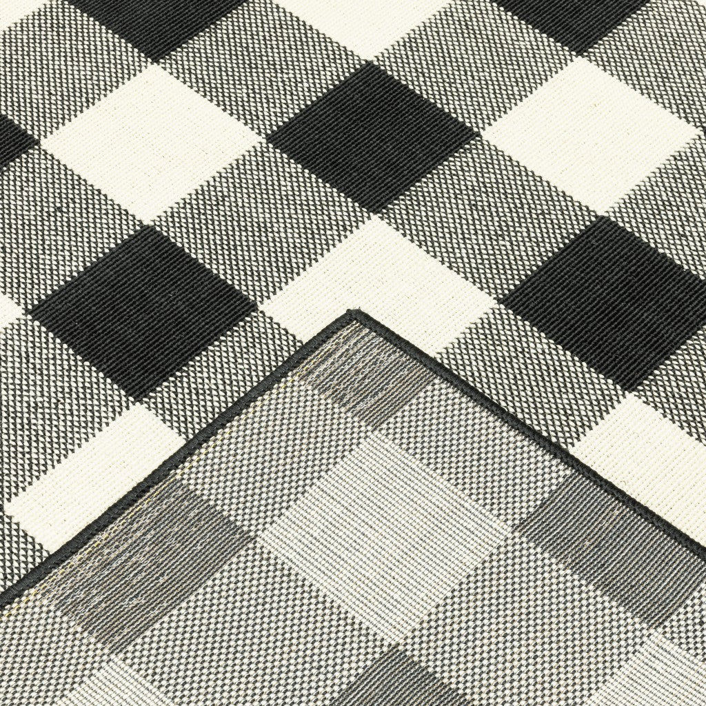 Black and Ivory Indoor Outdoor Area Rug