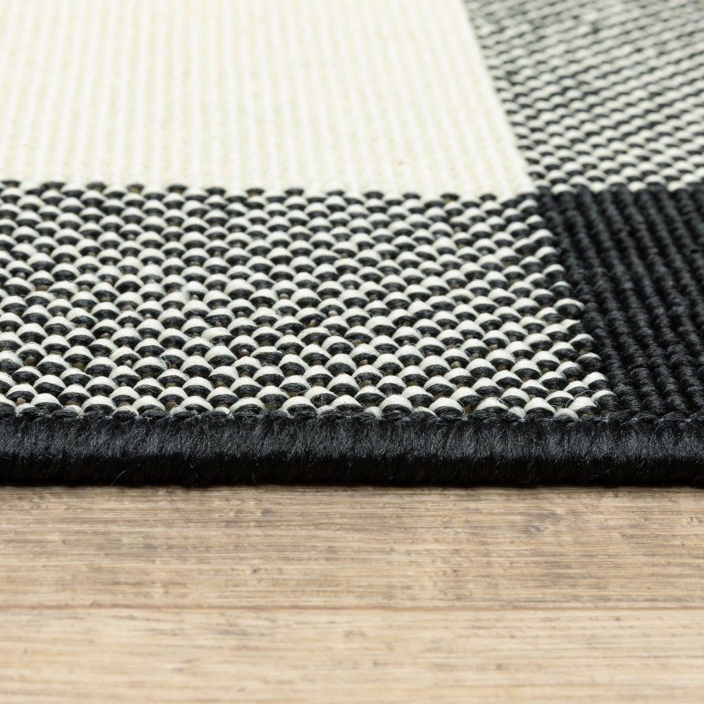 Black and Ivory Indoor Outdoor Area Rug