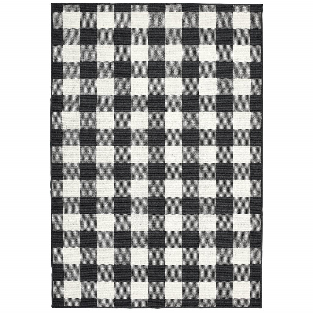 Black and Ivory Indoor Outdoor Area Rug