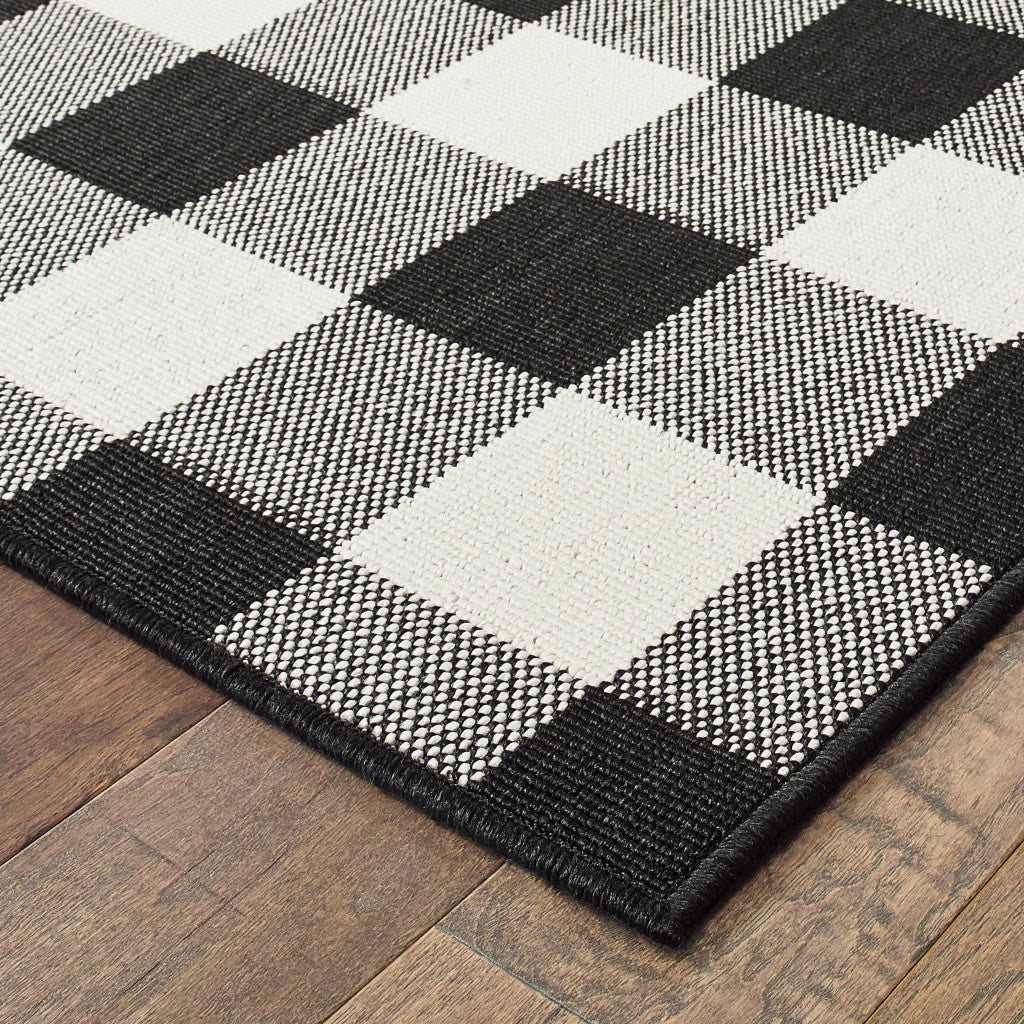 Black and Ivory Indoor Outdoor Area Rug