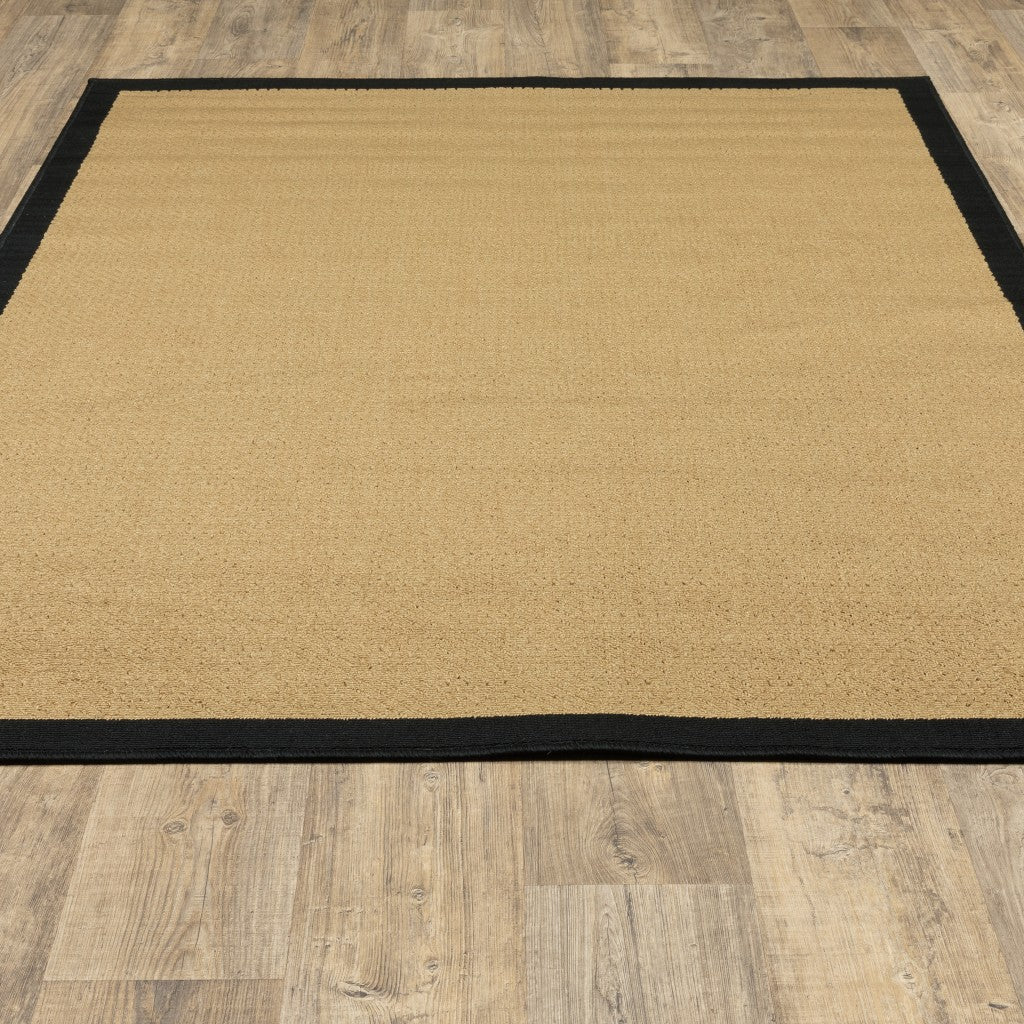 6' x 9' Beige and Black Indoor Outdoor Area Rug