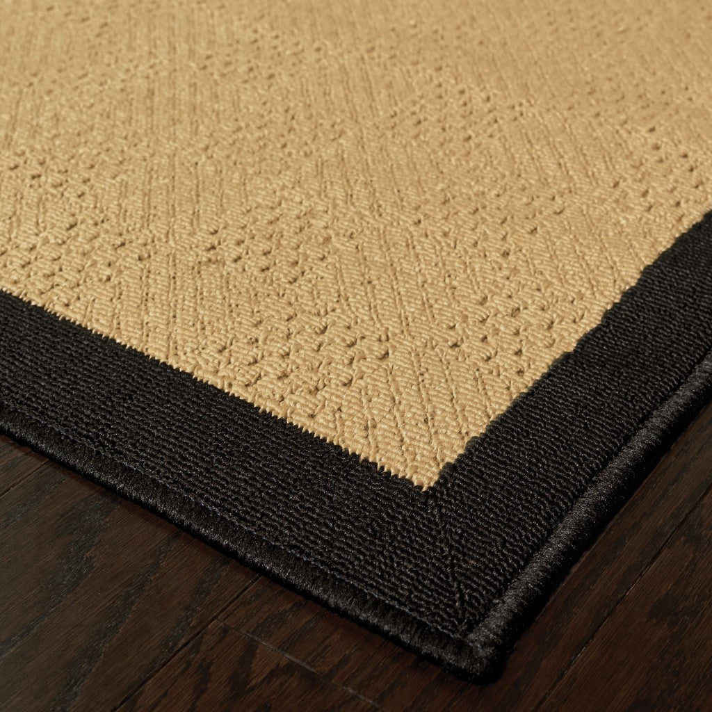 6' x 9' Beige and Black Indoor Outdoor Area Rug