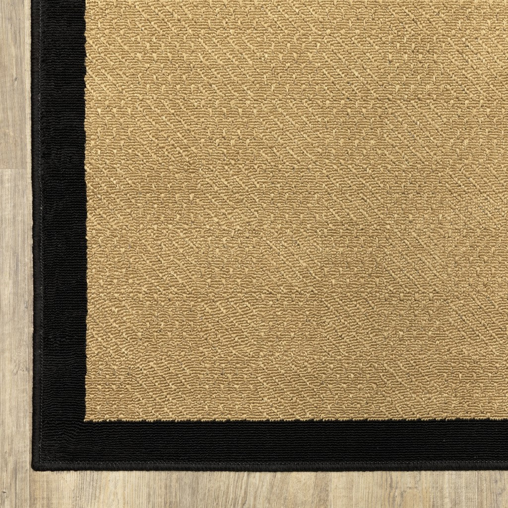 6' x 9' Beige and Black Indoor Outdoor Area Rug