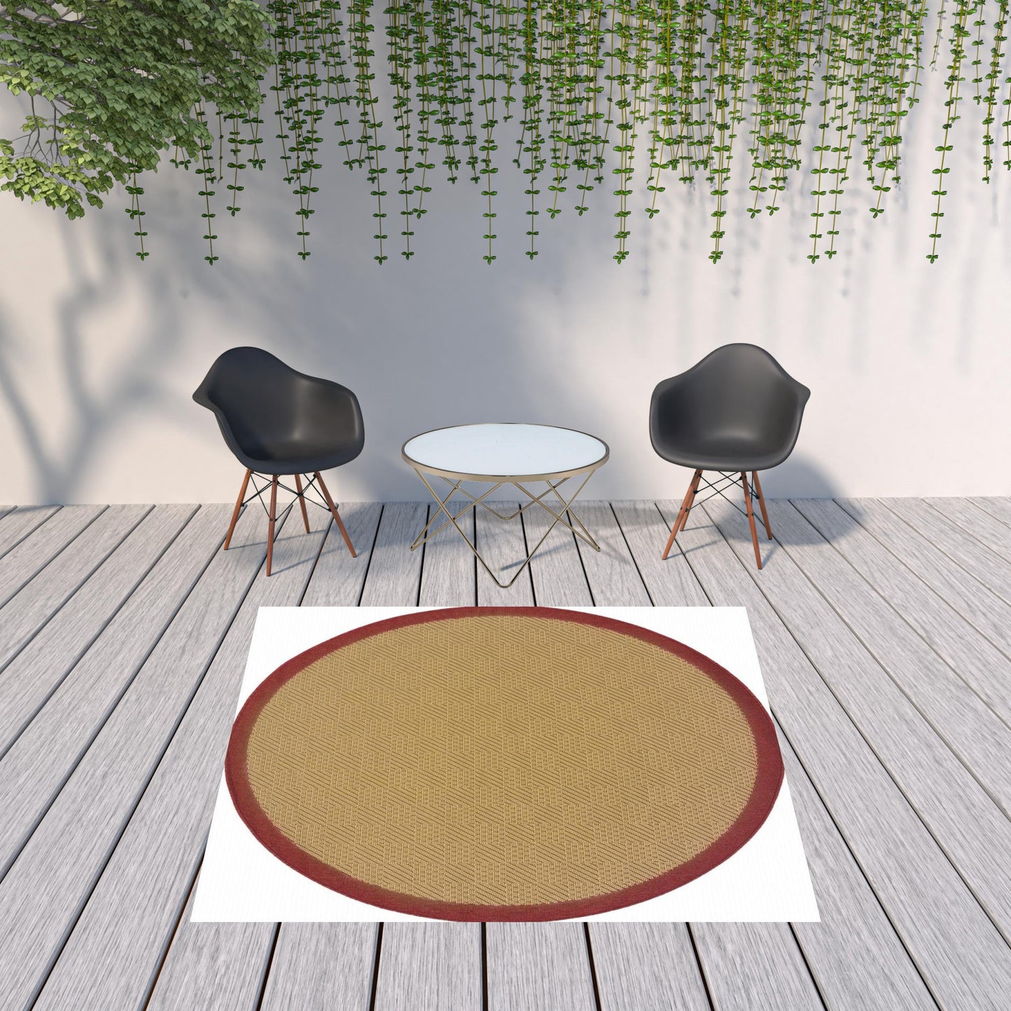 8' x 8' Beige Indoor Outdoor Area Rug