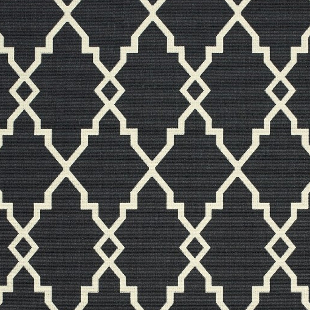 5' x 8' Black and Ivory Indoor Outdoor Area Rug