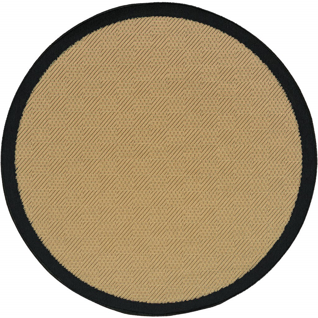 8' x 8' Beige and Black Indoor Outdoor Area Rug