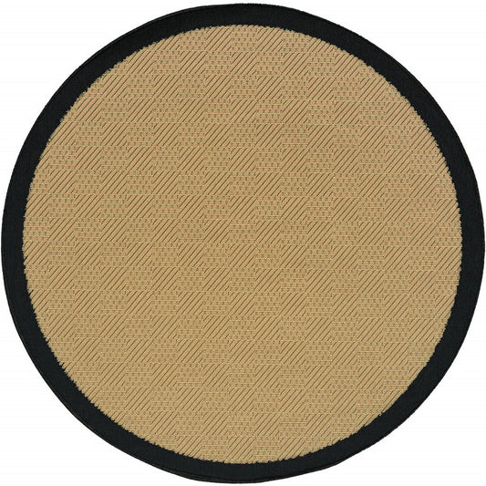 8' x 8' Beige and Black Indoor Outdoor Area Rug