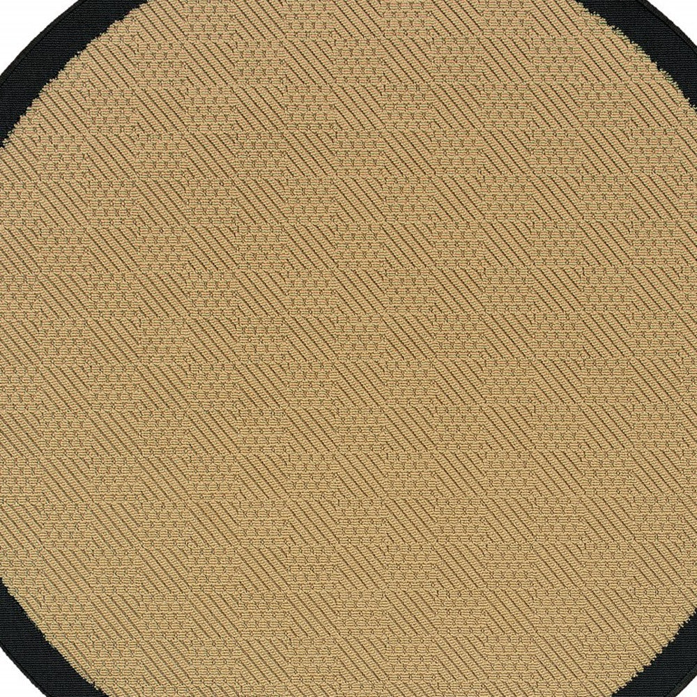 8' x 8' Beige and Black Indoor Outdoor Area Rug