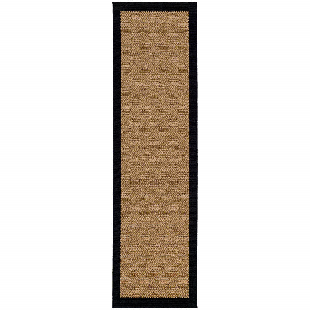 2' x 3' Beige and Black Stain Resistant Indoor Outdoor Area Rug