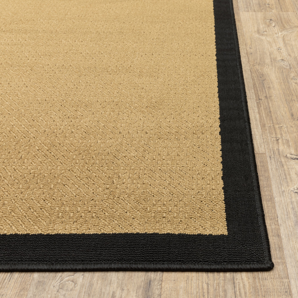 2' x 3' Beige and Black Stain Resistant Indoor Outdoor Area Rug