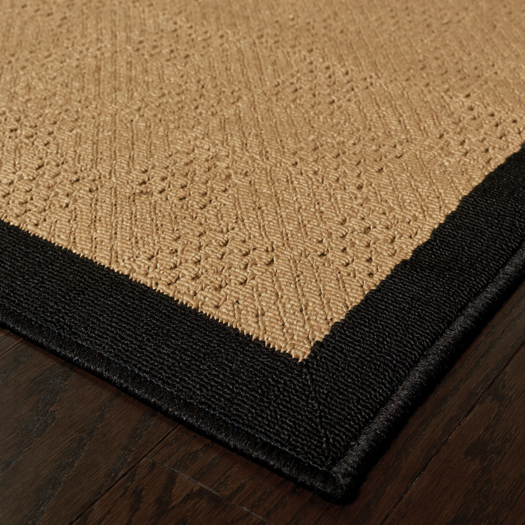 2' x 3' Beige and Black Stain Resistant Indoor Outdoor Area Rug