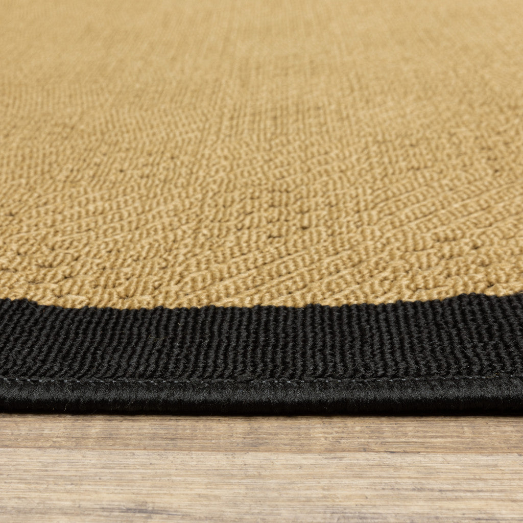 2' x 3' Beige and Black Stain Resistant Indoor Outdoor Area Rug