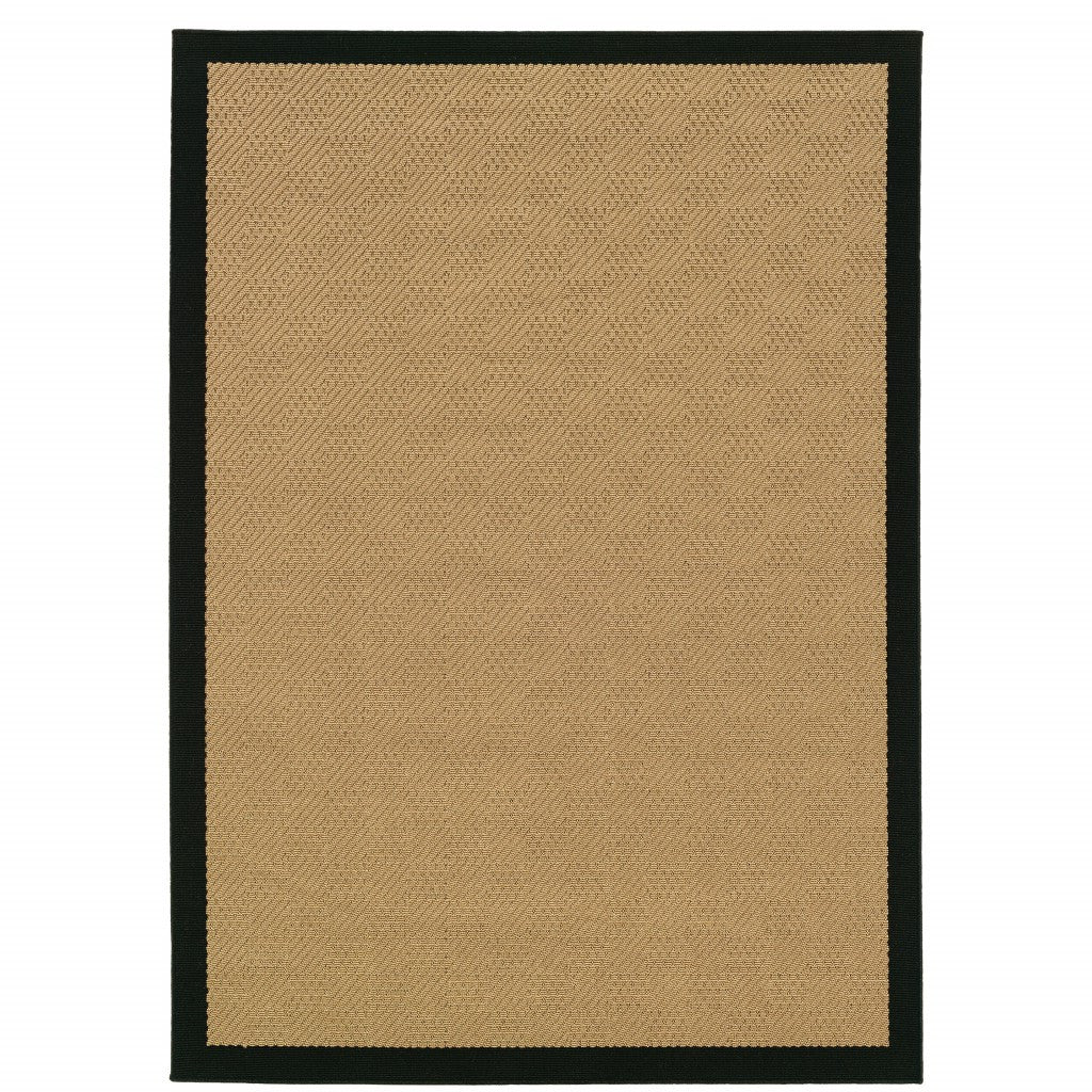 5' x 8' Beige and Black Indoor Outdoor Area Rug