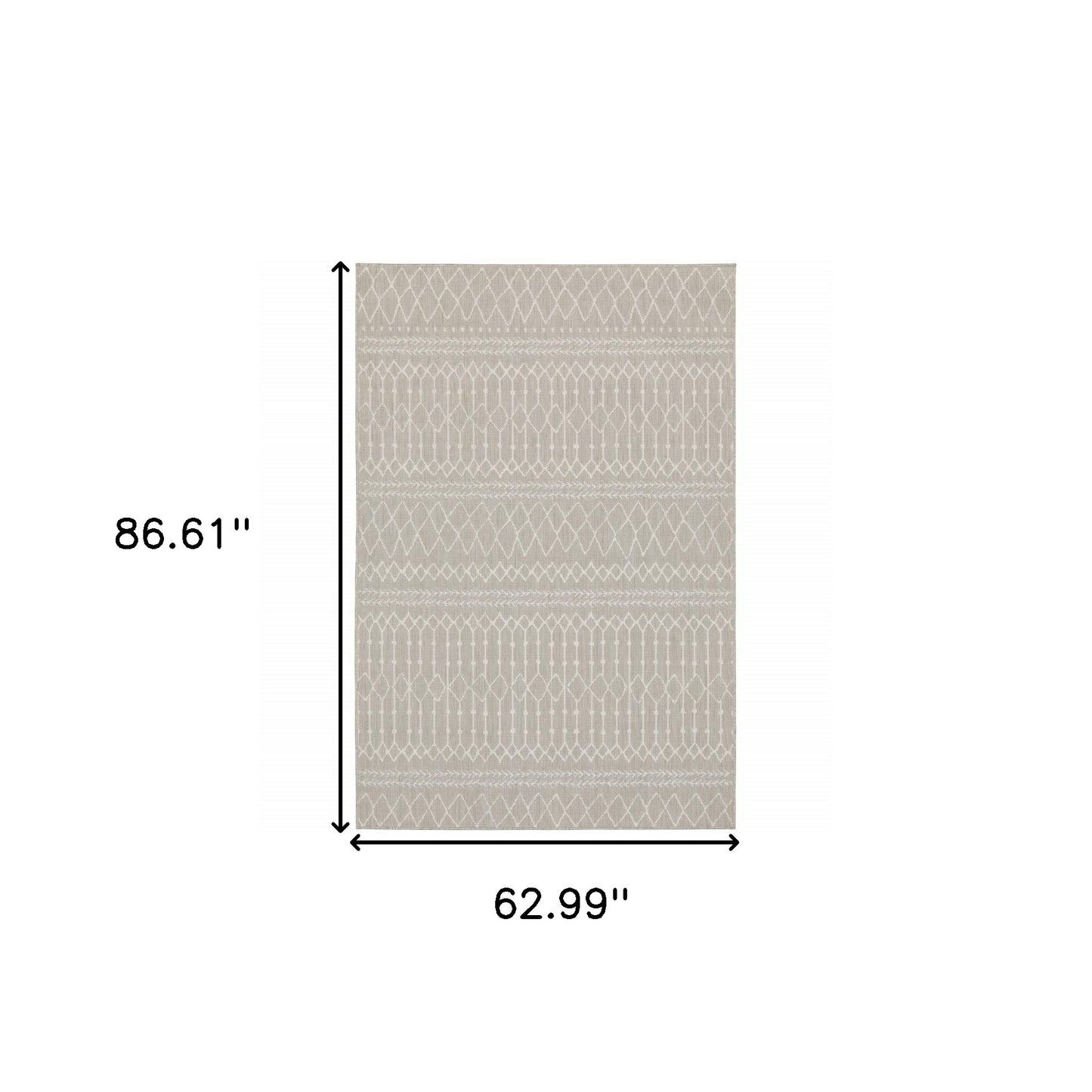 5' x 7' Gray and Ivory Indoor Outdoor Area Rug