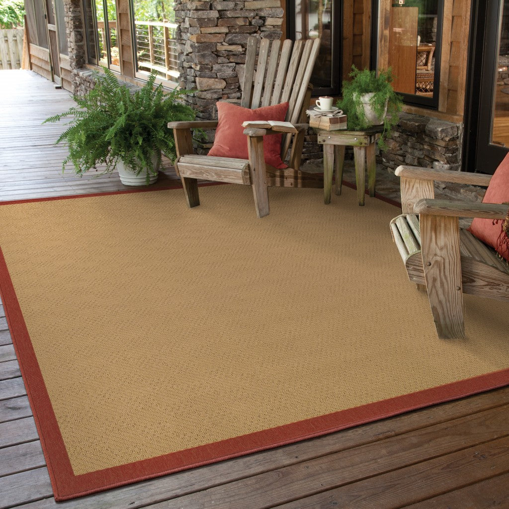 7' x 10' Beige Indoor Outdoor Area Rug