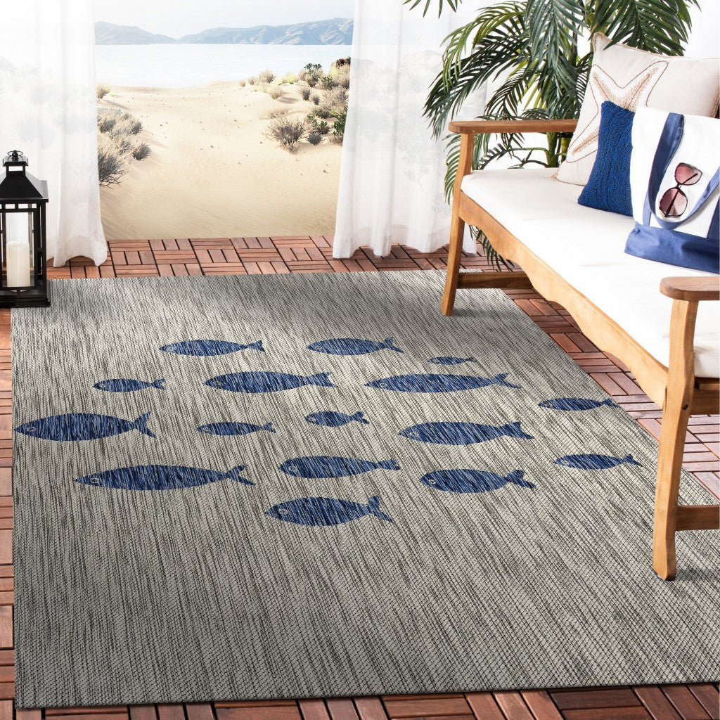 8' X 10' Gray Indoor Outdoor Area Rug