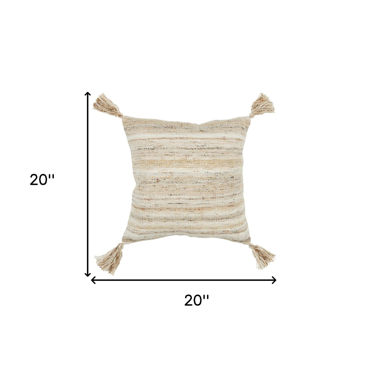 Set of Two 20" X 20" Beige Indoor Outdoor Throw Pillow Cover & Insert