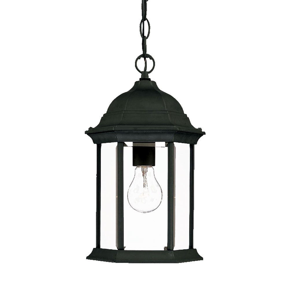 Matte Black Glass Lantern Hanging Light